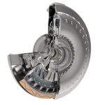 Thanks to the use of four simple planetary gearsets, controlled by six clutches, the 10R80 is only about an inch longer and four pounds heavier than the 6F55 transmission currently used with the 3.5-liter EcoBoost V-6. This required very careful attention to detail in the design of each component. For example, the torque converter in the transmission (pictured above) is about 0.4 inch thinner and two pounds lighter than the one in its predecessor. Part of the weight reduction comes from an aluminum stator support, a formerly cast-iron part. In fact, the new transmission has no cast-iron parts whatsoever.