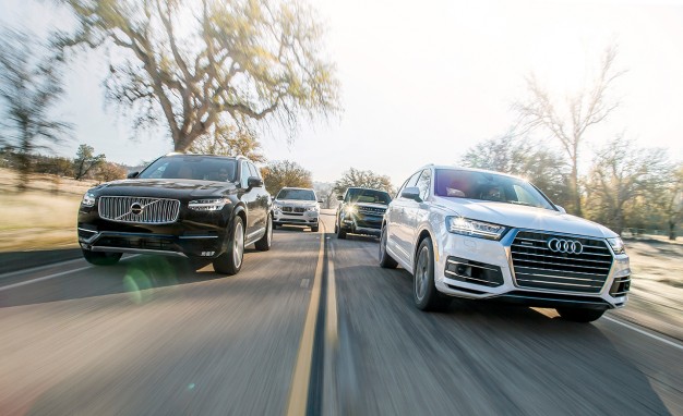 2016 Volvo XC90 T6 AWD Inscription, 2015 BMW X5 xDrive35i, 2015 Land Rover Range Rover Sport HSE, and 2017 Audi Q7 3.0T