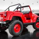 Starting with a two-door Wrangler, Jeep engineers chopped 14 inches out of the body—although the wheelbase remains the same. They then removed another foot of overall length by bringing the bumpers (custom minimalist units) in closer and losing the rear-mounted spare tire, the net result being that the concept is more than two feet shorter than a standard Wrangler, bringing it close in size to the CJ-5 of 1954–83. READ MORE ››