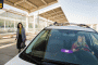 Lyft car picking up a rider