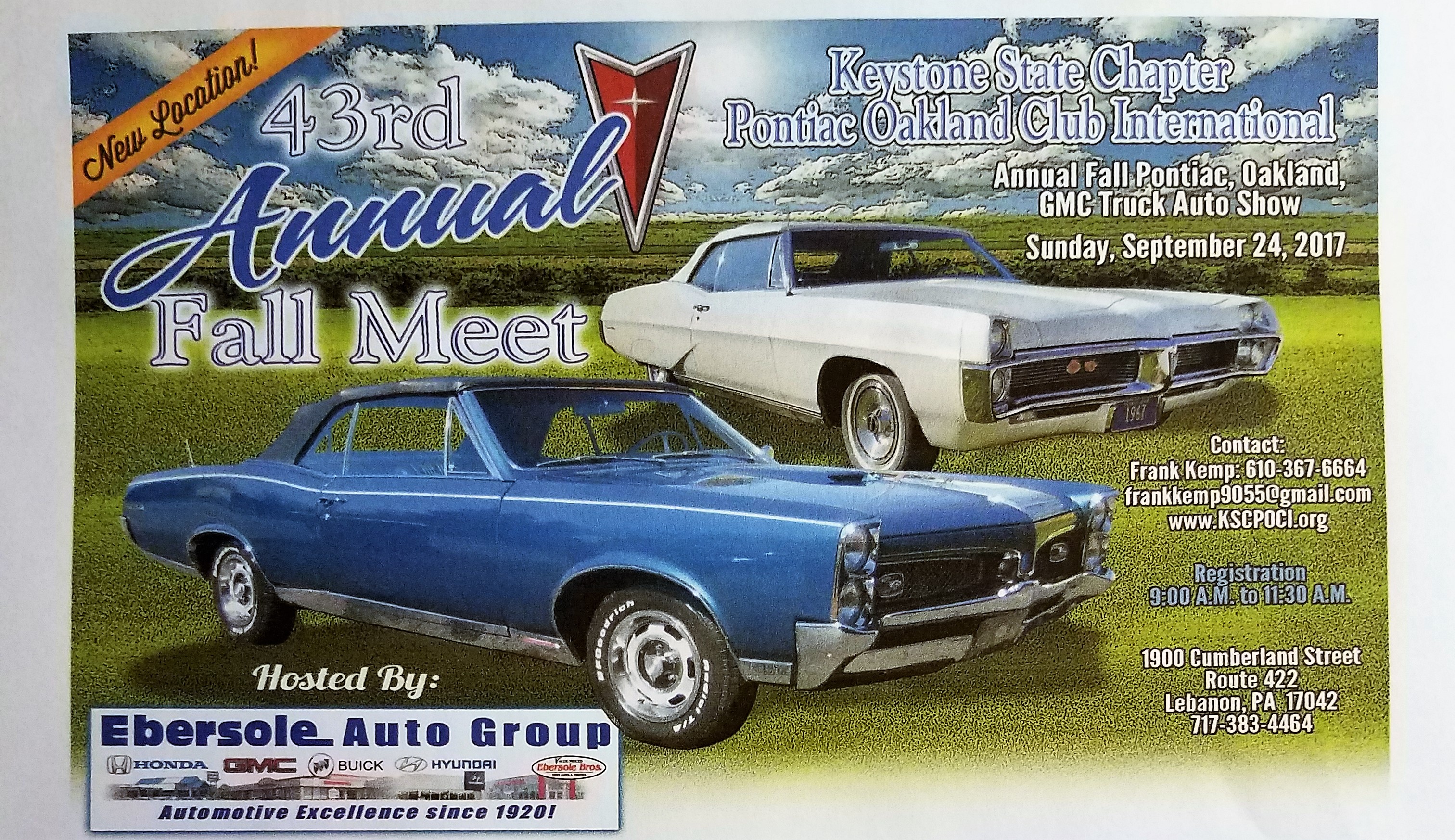 Keystone State Chapter POCI 43rd Annual Fall Pontiac, Oakland, and GMC Truck  Auto Show